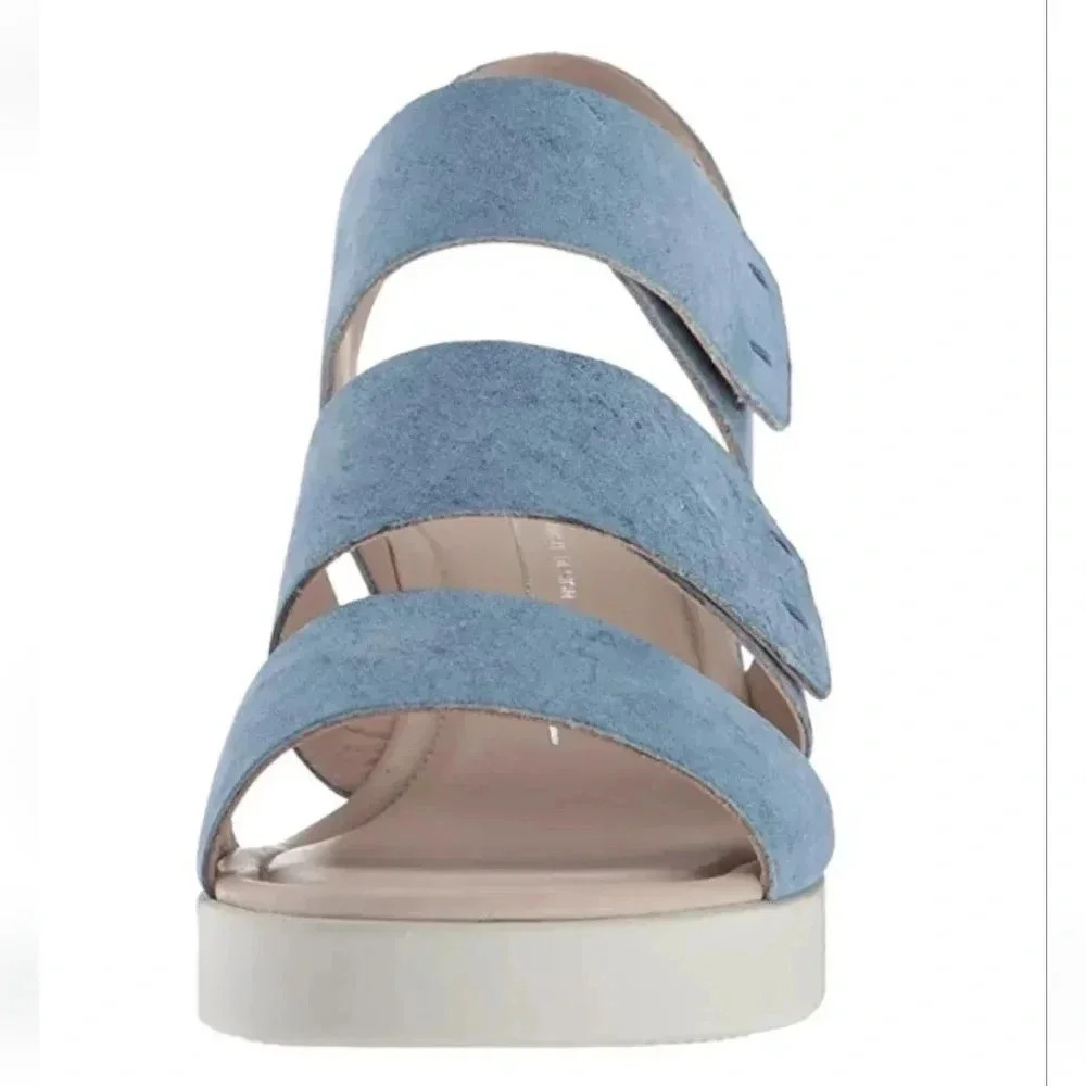 ECCO Shape Plateau Wedge Sandal Sky Blue Indigo Adjustable Straps NWT - Picture 5 of 7